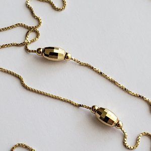 **SOLD**Vintage 14k Gold Diamond Cut Barrel Beaded Station Chain Necklace 32"